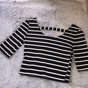 Striped Crop Top with Open Back Detail